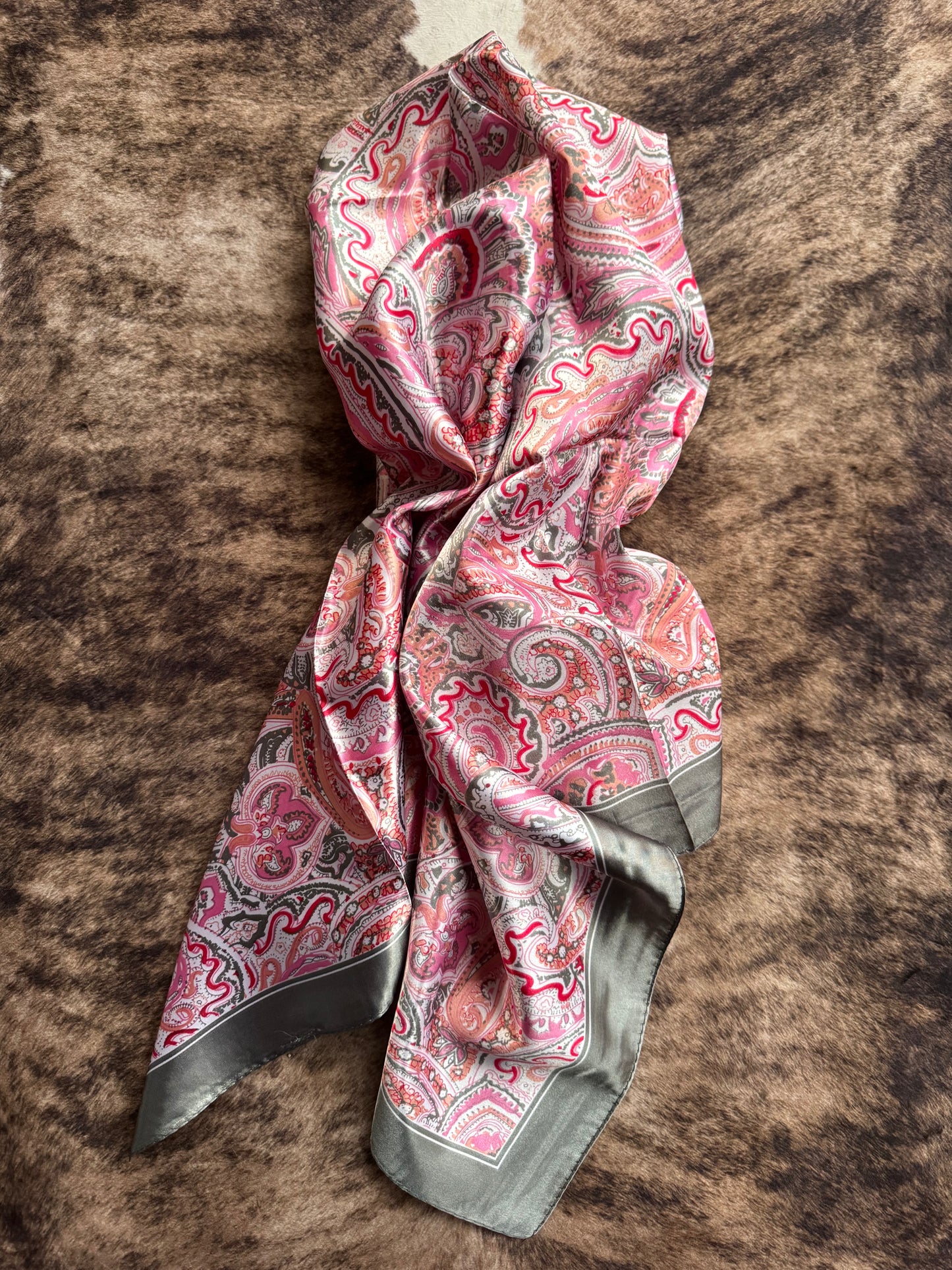 Pink & Grey Paisley Wild Rag