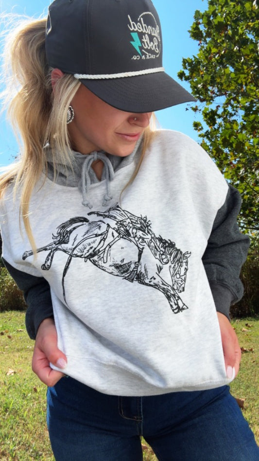 Tricolor Grey Bronc Hoodie