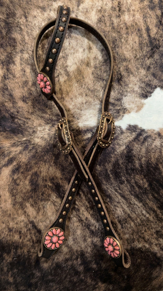 Fancy Concho & Buckle One Ear - Pink