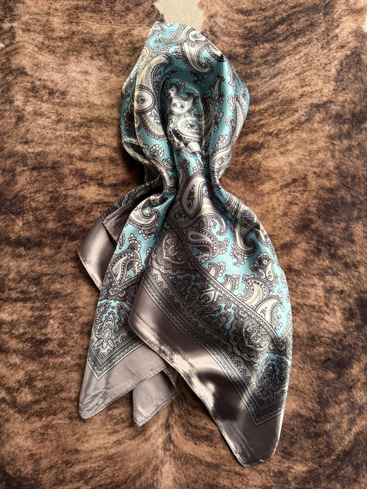 Grey & Turquoise Paisley Wild Rag
