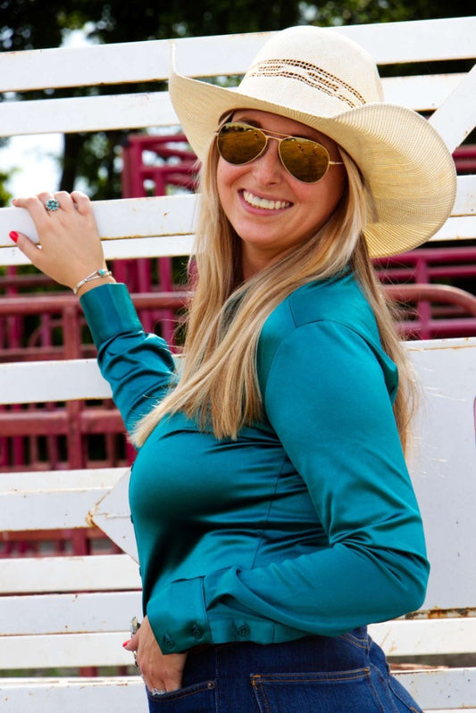 Midnight Teal Performance Rodeo Shirt